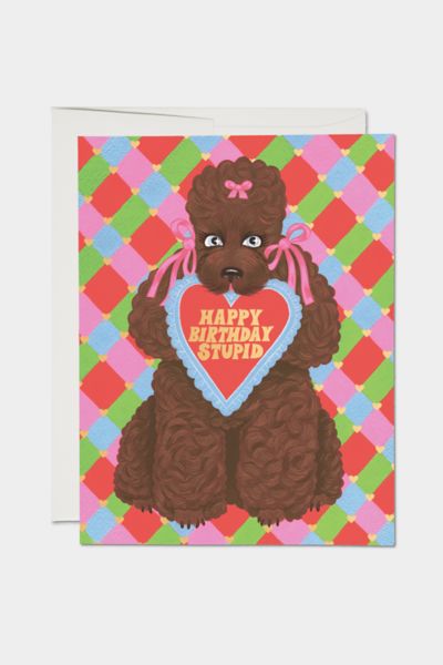 Red Cap Birthday Poodle Greeting Card