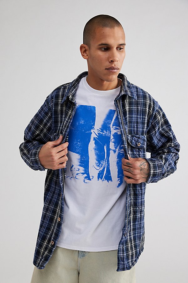 Urban Renewal Remade Full Zip Heavy Flannel Shirt In Blue, Men's At Urban Outfitters