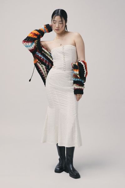 Bdg Carter Eyelet Tube Top & Midi Skirt Set In Ivory, Women's At Urban Outfitters