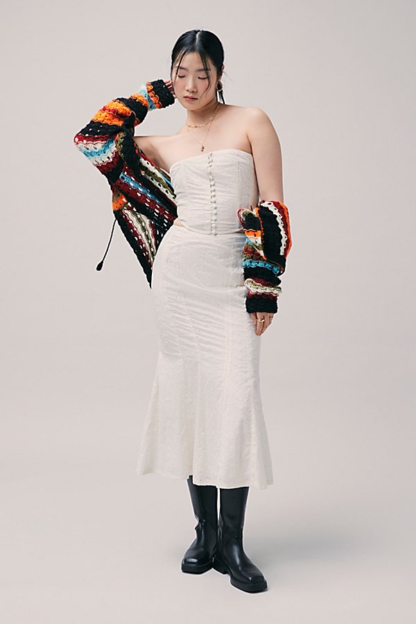 Bdg Carter Eyelet Tube Top & Midi Skirt Set In Ivory, Women's At Urban Outfitters