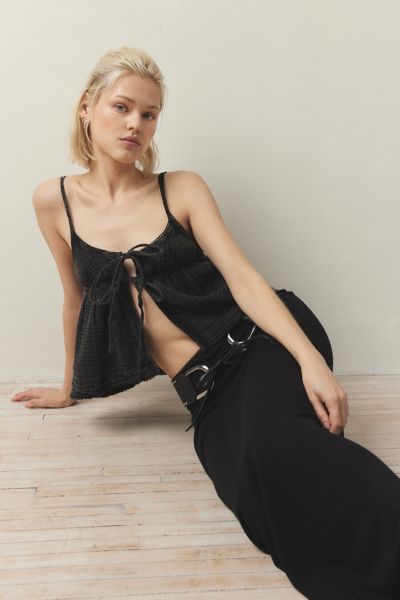 Shop Out From Under Mila Gauze Flyaway Cami In Black, Women's At Urban Outfitters