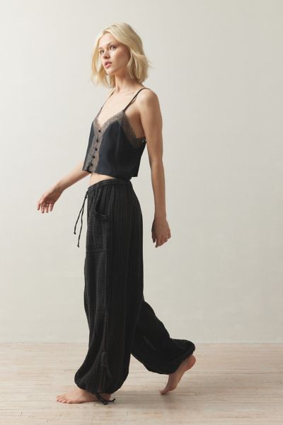 Shop Out From Under Mila Gauze Jogger Pant In Black, Women's At Urban Outfitters