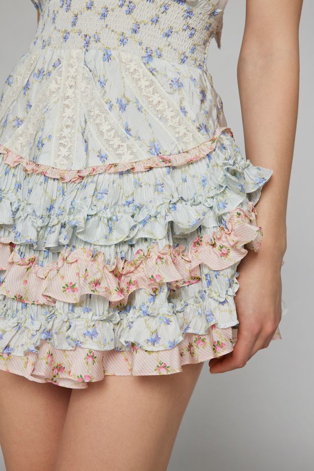 love shack fancy halter mini dress LoveShackFancy | Deanna Star Print Cotton Halter Mini Dress | M