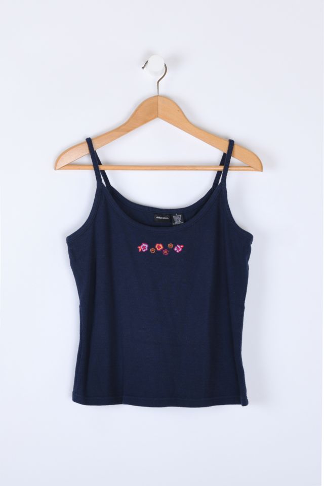 Vintage Y2k Embroidered Ribbed Tank Top | Urban Outfitters