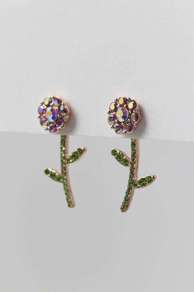 Boucles d'Oreilles Betsey Johnson Fleur Ornée de Strass #1