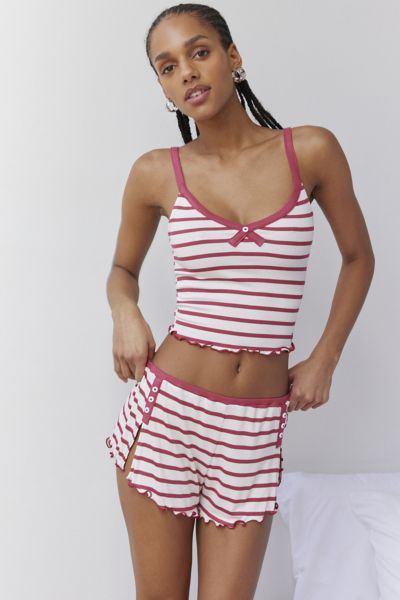 Shop Out From Under Sweet Dreams Ahoy Striped Short In Red, Women's At Urban Outfitters