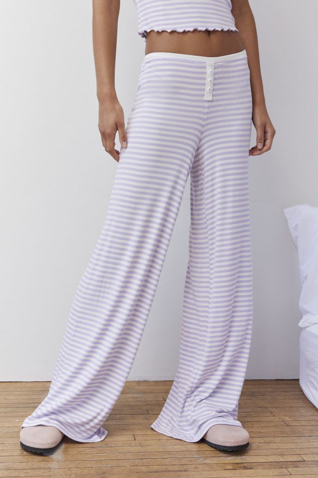 Urban Outfitters Blue Striped Linen Blend Chance Wide Leg Pants, Women's S