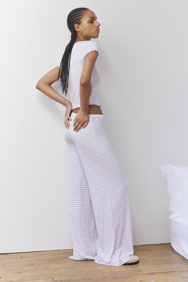 Urban Outfitters Blue Striped Linen Blend Chance Wide Leg Pants | Women's S