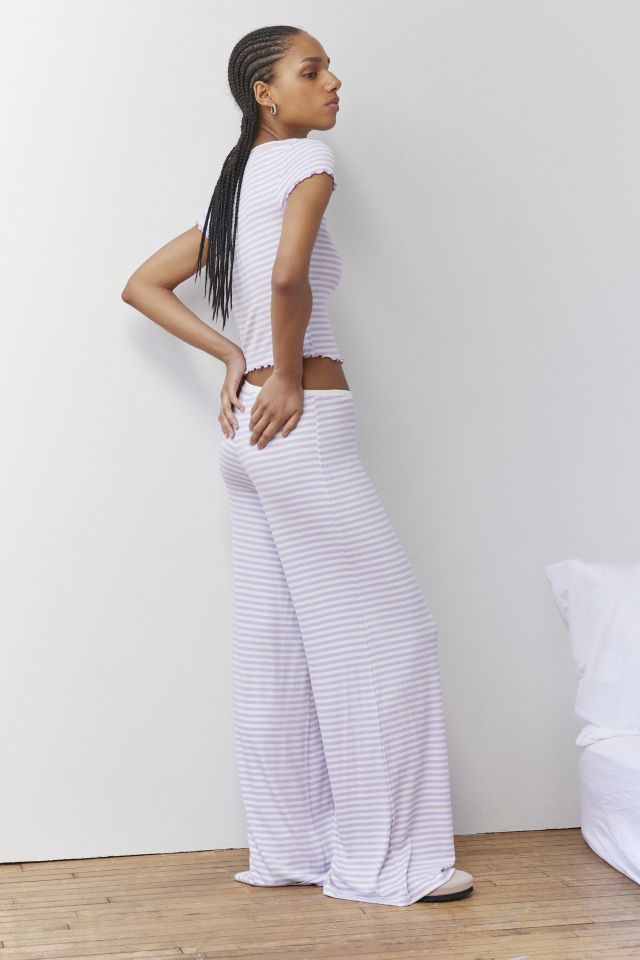 Urban Outfitters Blue Striped Linen Blend Chance Wide Leg Pants, Women's S