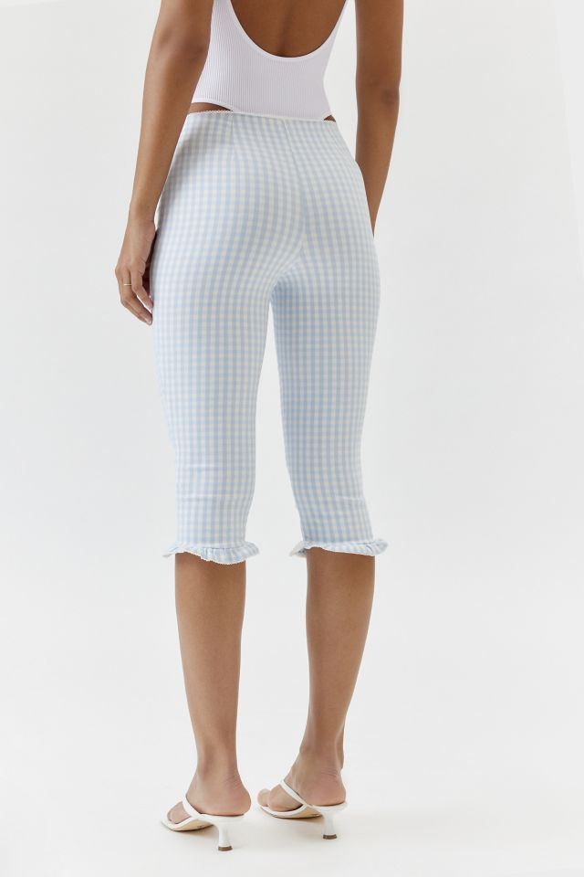 UO Elle Gingham Ruffle Capri Pant