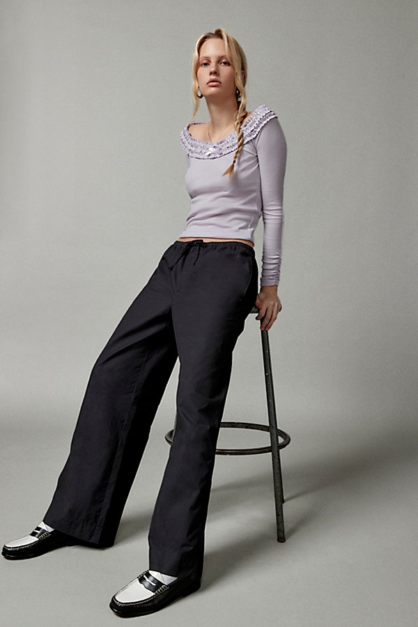 Bdg Joey Poplin Wide-leg Pant In Black, Women's At Urban Outfitters