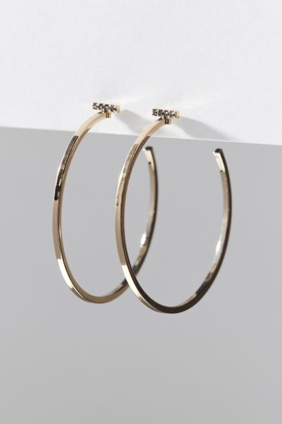 Silence + Noise Pave Bar Hoop Earring