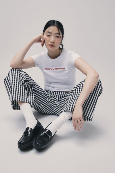 Bdg Charlie Gingham Wide-leg Pant In Black/white, Women's At Urban Outfitters