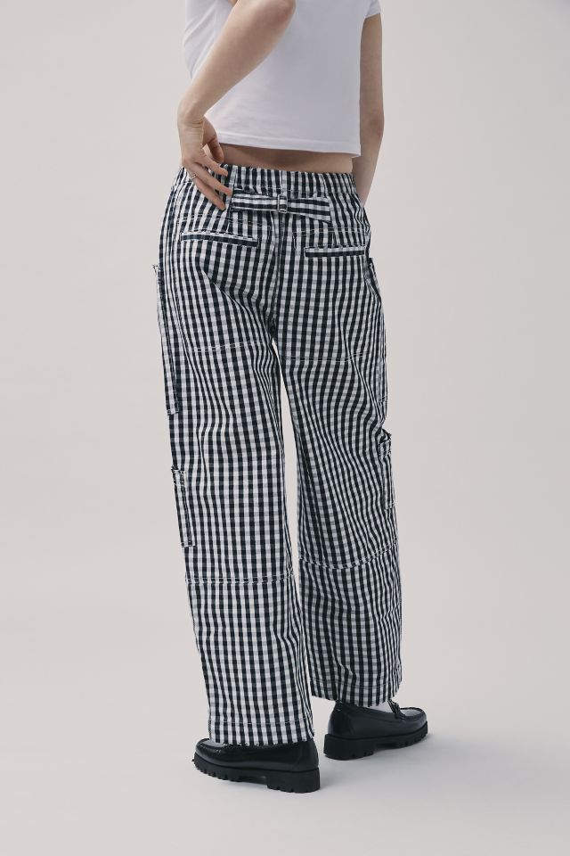 Gingham Palace Soufflé turned up pants - red stripes