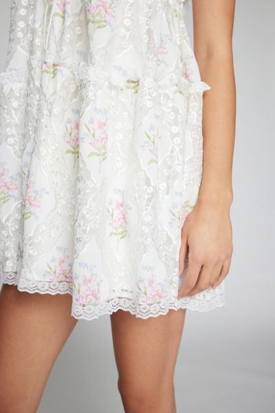 For Love & Lemons Dakota Lace Floral Mini Dress
