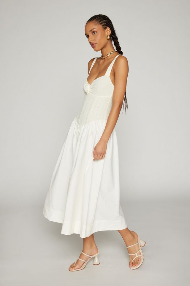 billie midi dress for love and lemons For Love & Lemons Billie Mixed Media Pointelle Midi Dress