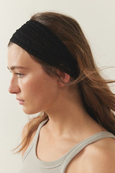 Shop Out From Under Pointelle Lace Soft Headband In Black, Women's At Urban Outfitters
