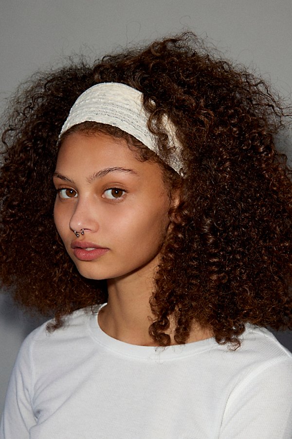 Urban Outfitters Pointelle Lace Soft Headband In Ivory At