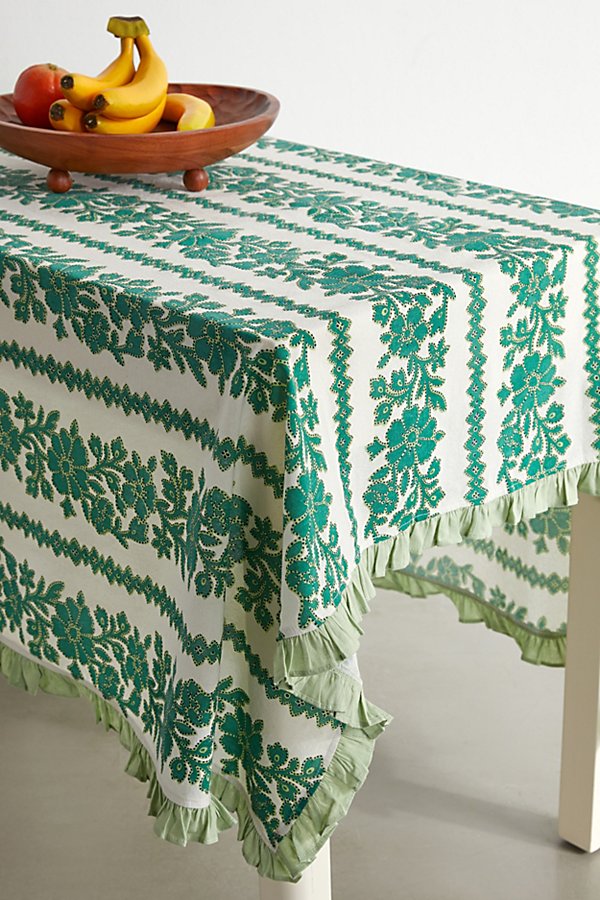 Urban Outfitters Emily Floral Tablecloth In Green At