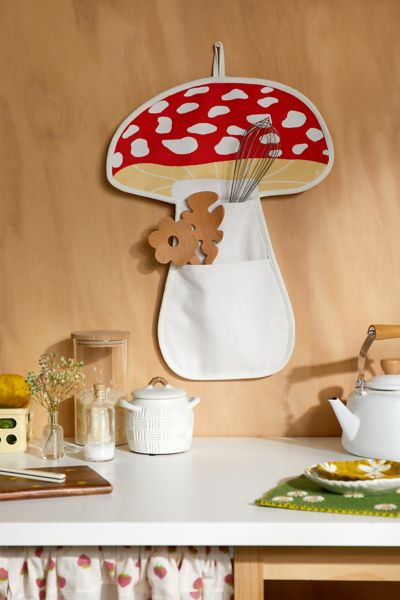 Urban Outfitters Mushroom Hanging Utensil Holder In Red At  In White