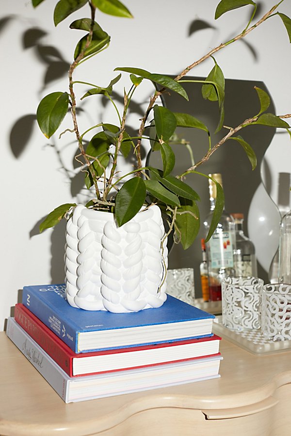 Shop Urban Outfitters Textured Planter In Cream At