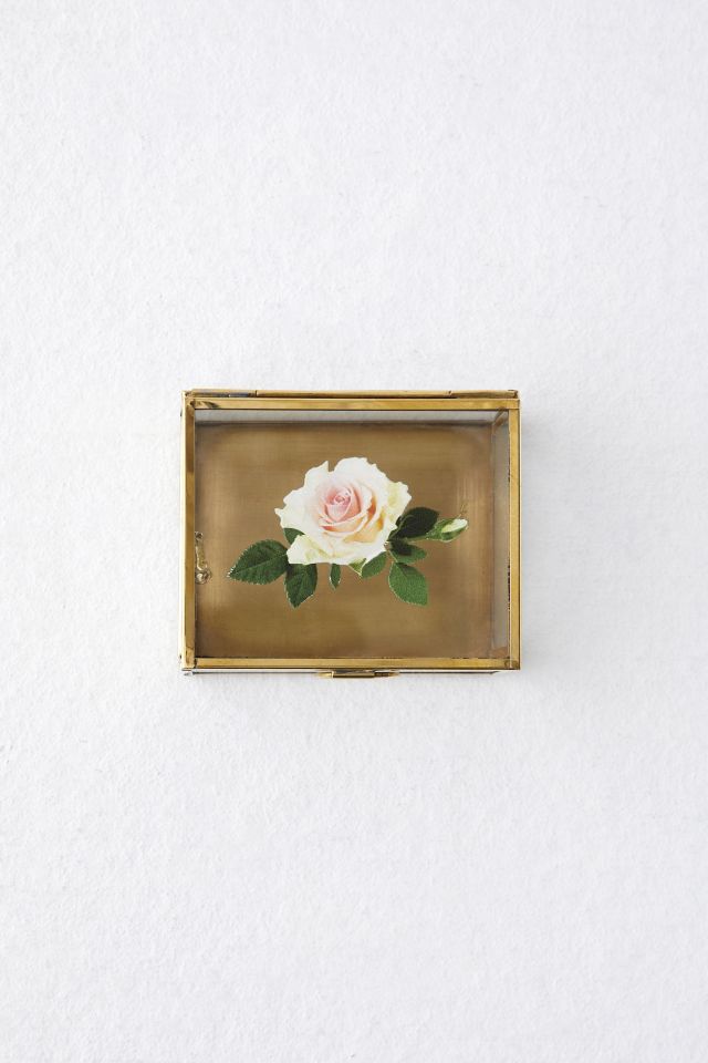Large Floral Glass Trinket Box #1