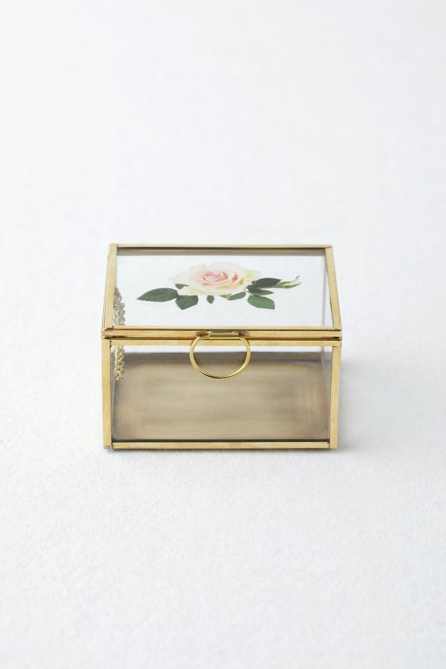 Large Floral Glass Trinket Box #2