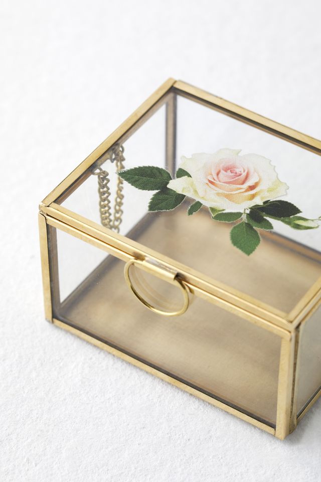 Large Floral Glass Trinket Box #3