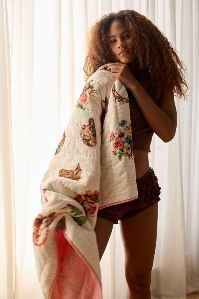 Urban Outfitters Jasmine Cotton Seed Stitch Throw Blanket In Western Scene At