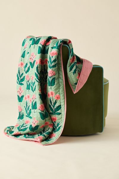 Urban Outfitters Jasmine Cotton Seed Stitch Quilted Throw Blanket In Brighton Cat At  In Multi