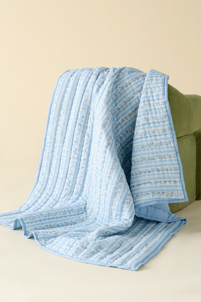 Jasmine Cotton Seed Stitch Quilted Throw Blanket