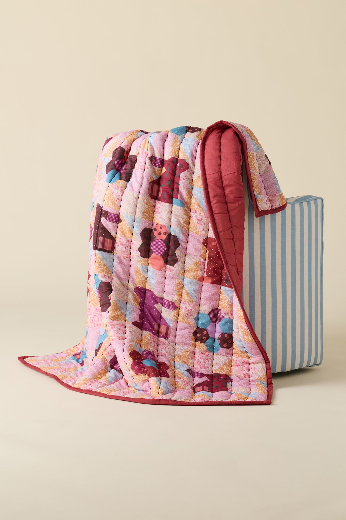 Jasmine Cotton Seed Stitch Quilted Throw Blanket - Laura Quilt, ONE SIZE