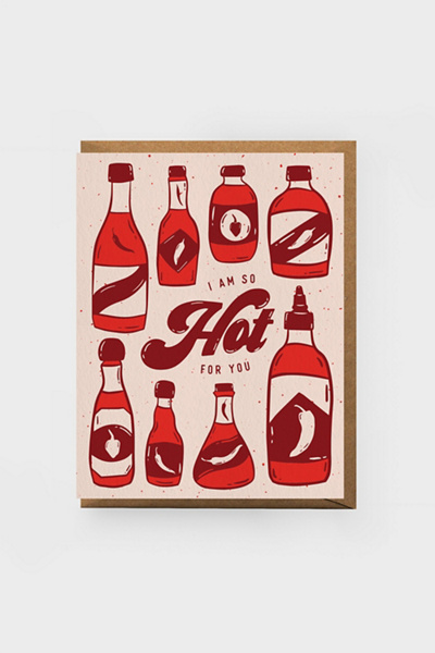 Boss Dotty Hot Sauce Love Greeting Card in Red at Urban Outfitters