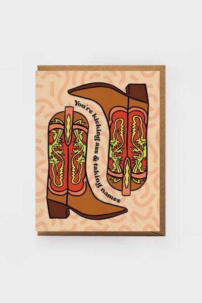 Boss Dotty Kicking Ass Cowboy Greeting Card