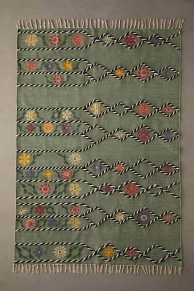 Shop Urban Outfitters Blossom Applique Rug In Green At