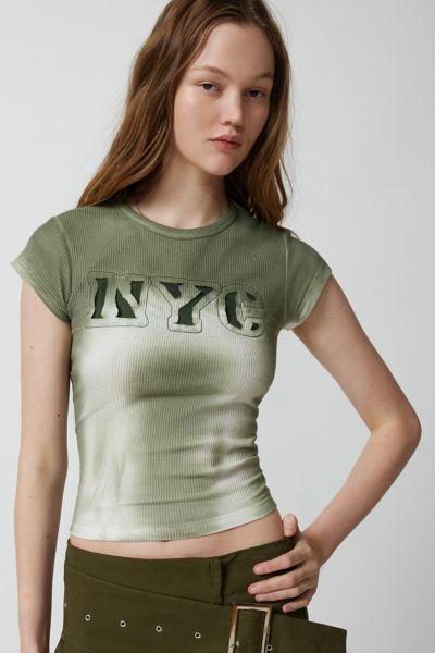 Urban Outfitters Destination Thermal Baby Tee In Green, Women's At