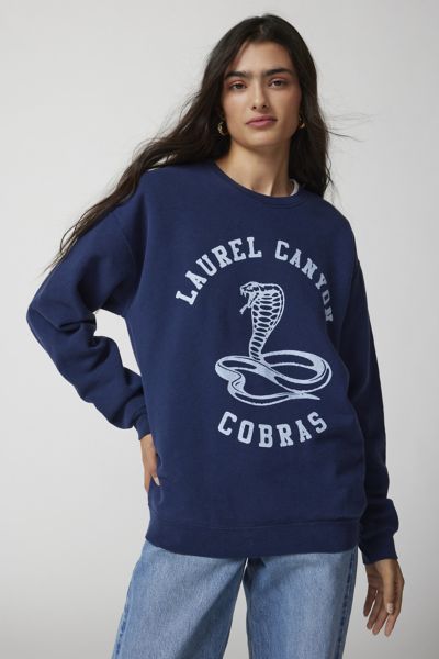 Urban Renewal X Life Clothing Remade Laurel Canyon Graphic Crew Neck Sweatshirt In Blue, Women's At Urban Outfitte