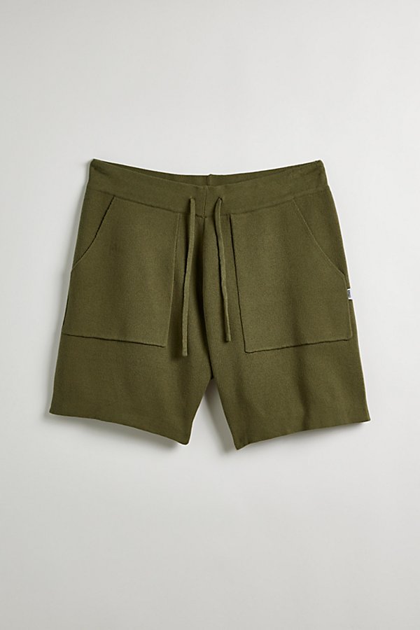 Krost Uo Exclusive Coastal Knit Short In Khaki At Urban Outfitters
