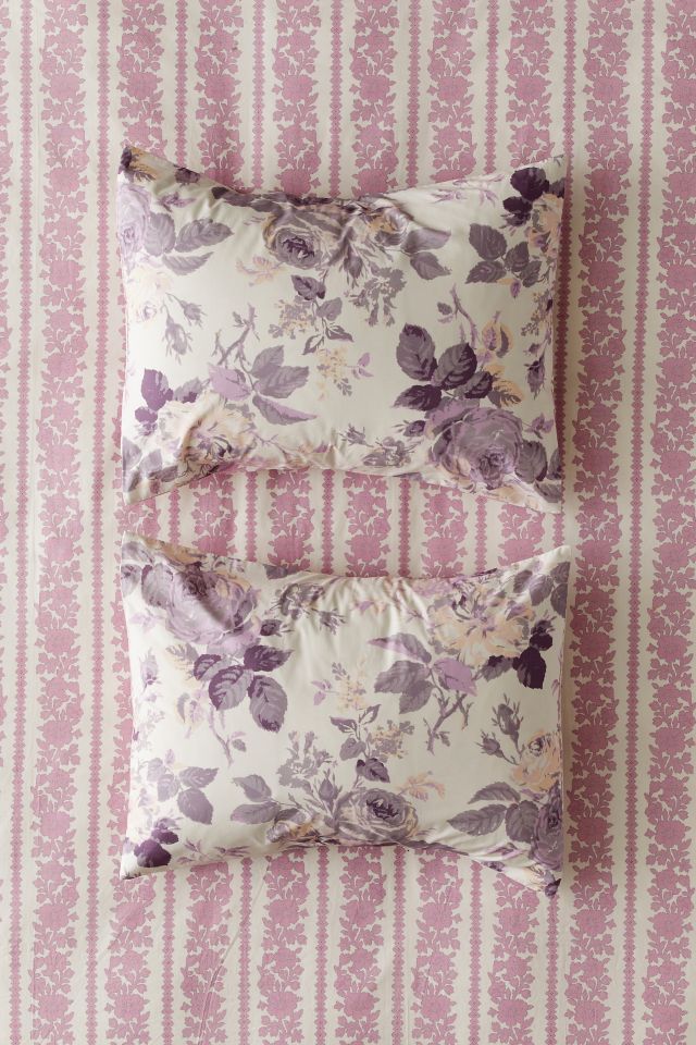 Ansley Cabbage Rose Breezy Cotton Percale Sham Set #1
