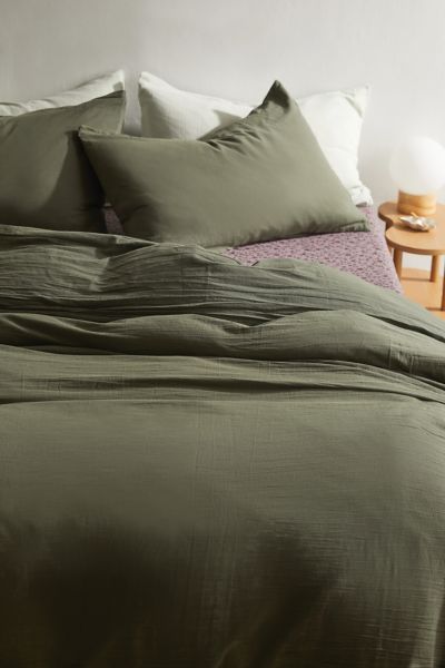 Shop Urban Outfitters Textured Cotton Duvet Cover In Forest At