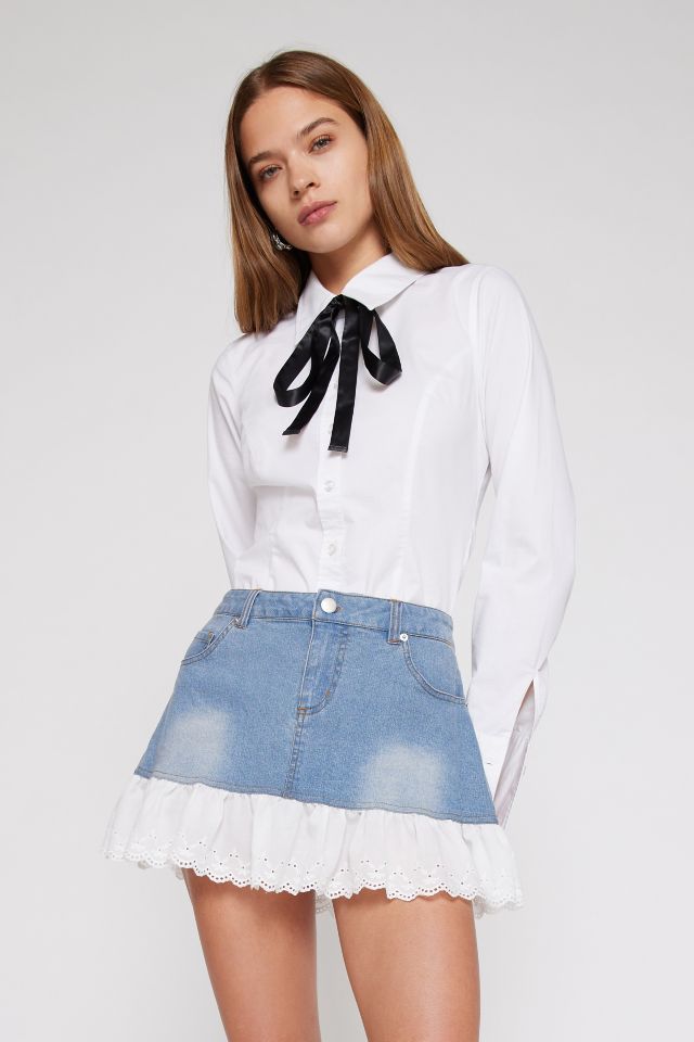 Urban outfitters best sale black denim skirt