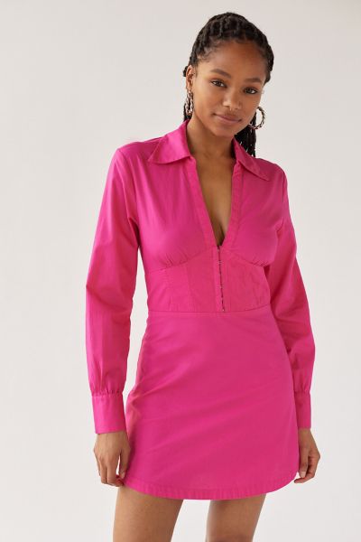 UO Phoebe Long Sleeve Corset Mini Dress