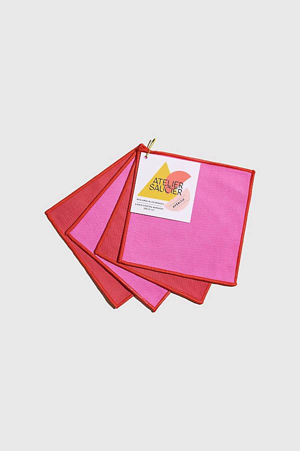 Shop Atelier Saucier Cocktail Napkin Set In Lollipop Twill At Urban Outfitters