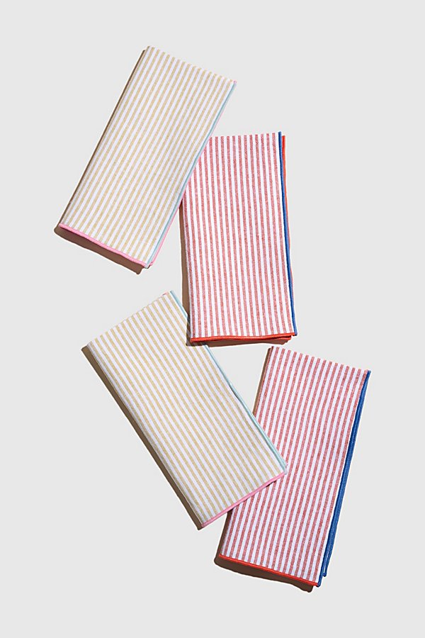 Atelier Saucier Patterned Napkin Set In Carnival Stripe At Urban Outfitters In Multi