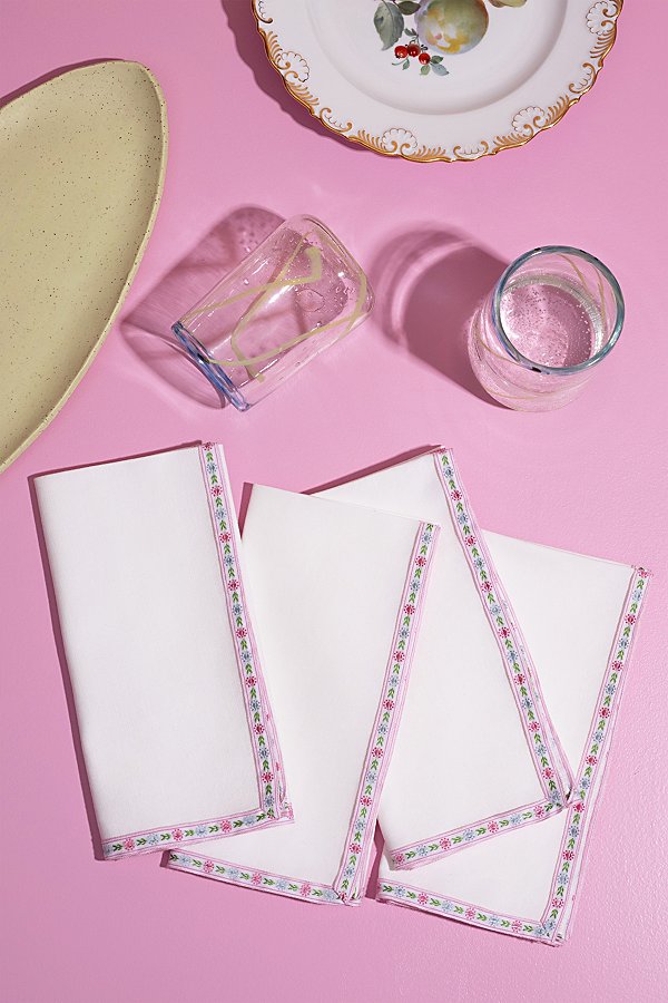 Atelier Saucier Frill Trim Napkin Set In Enchanted Twill At Urban Outfitters In White