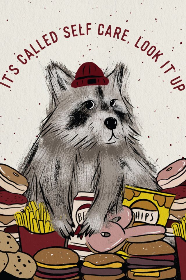 Boss Dotty Self Care Raccoon Greeting Card #1