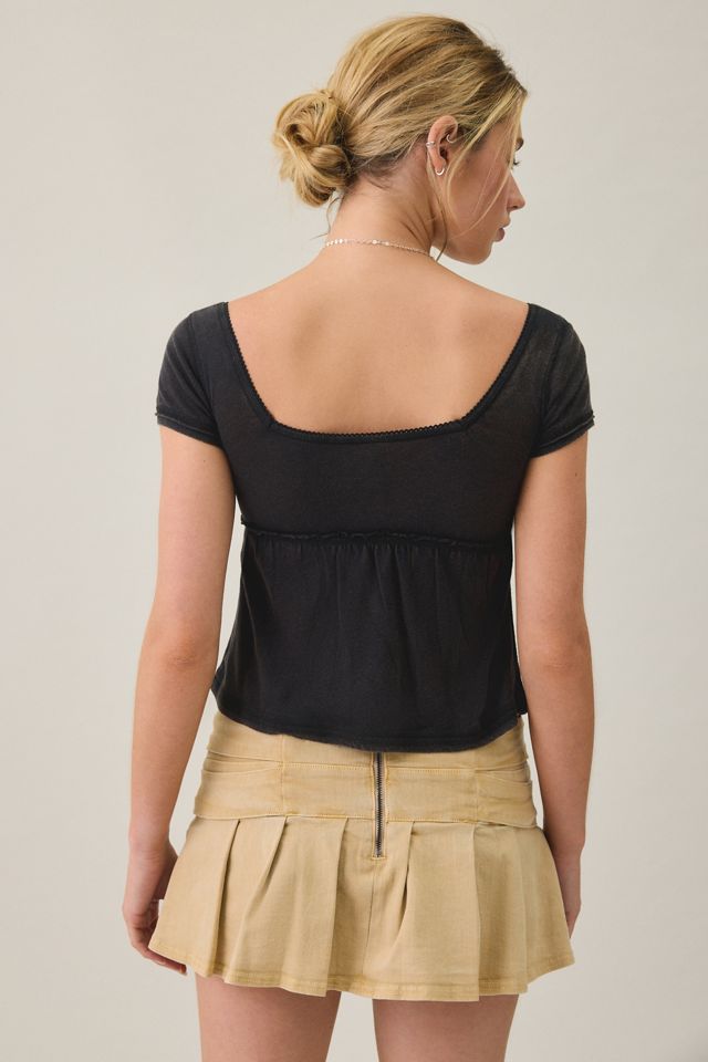 T-shirt Babydoll Henley à encolure carrée BDG Brittney #1