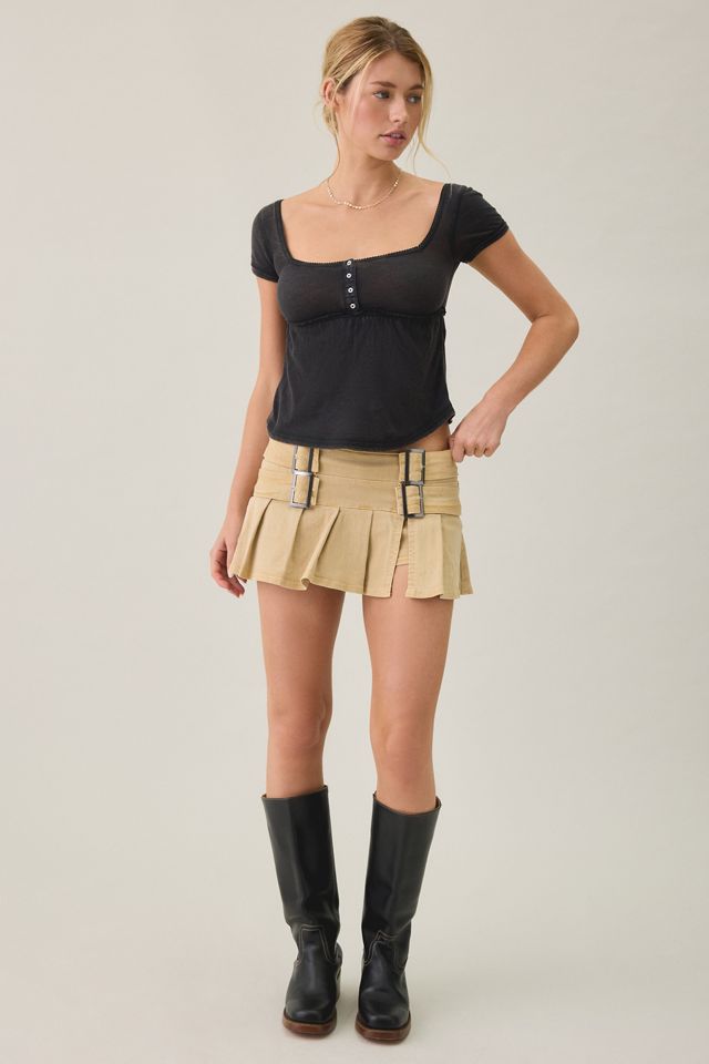 T-shirt Babydoll Henley à encolure carrée BDG Brittney #4