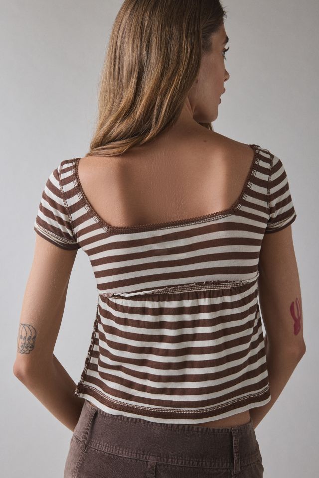 BDG Brittney Square Neck Henley Babydoll Tee #3