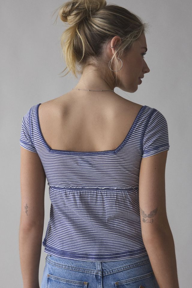 BDG Brittney Square Neck Henley Babydoll Tee #2